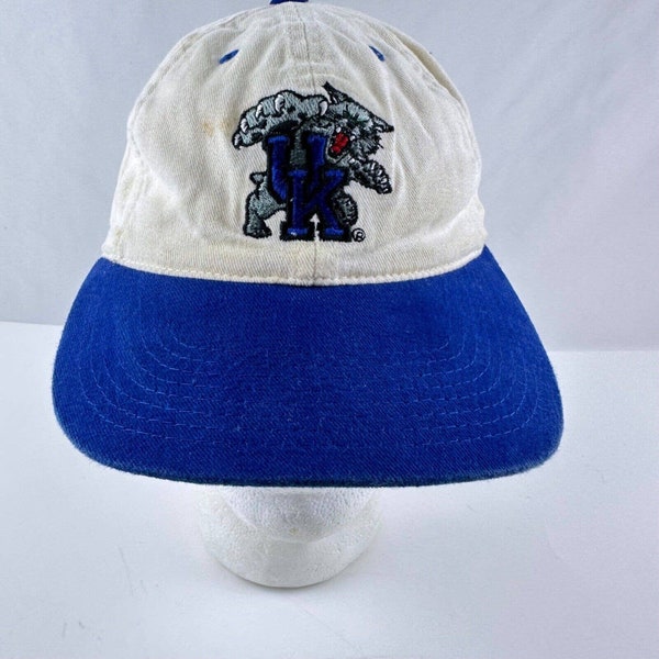 UK Kentucky Wildcats Cap Hat Off-White & Blue SlideBack Adjustable Signature1986