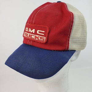 Vintage K-Products GMC trucks trucker hat red white blue Needs Bill Insert