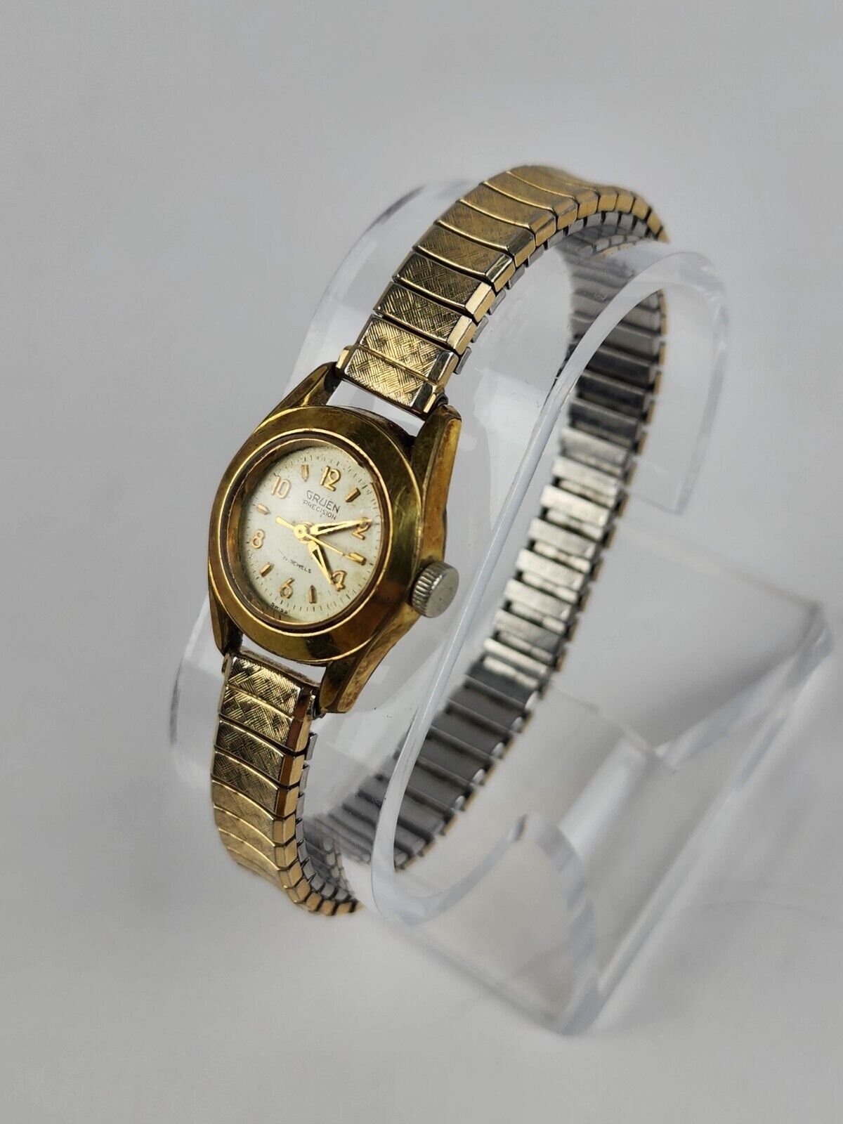 Gruen Percision Hand Wind Gold Plated Kreisle Jeweled Watch Bracele Gruen Precision 17 Jewels Women main image 2