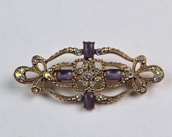 Broche Fantaisie Vintage En Verre Et Strass Années 1950 - Occasion