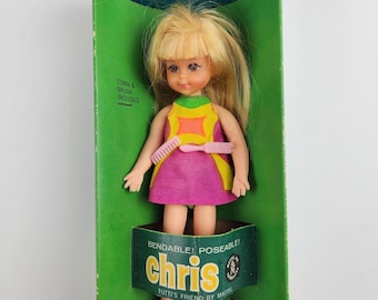 Vintage Chris Tutti's Friend Blonde Barbie Doll w/ outfit Brushes Shoes & box
