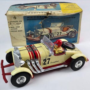 Tada Excalibur Roadster Tin & Plastic battery operated Car - Working w/ poor box