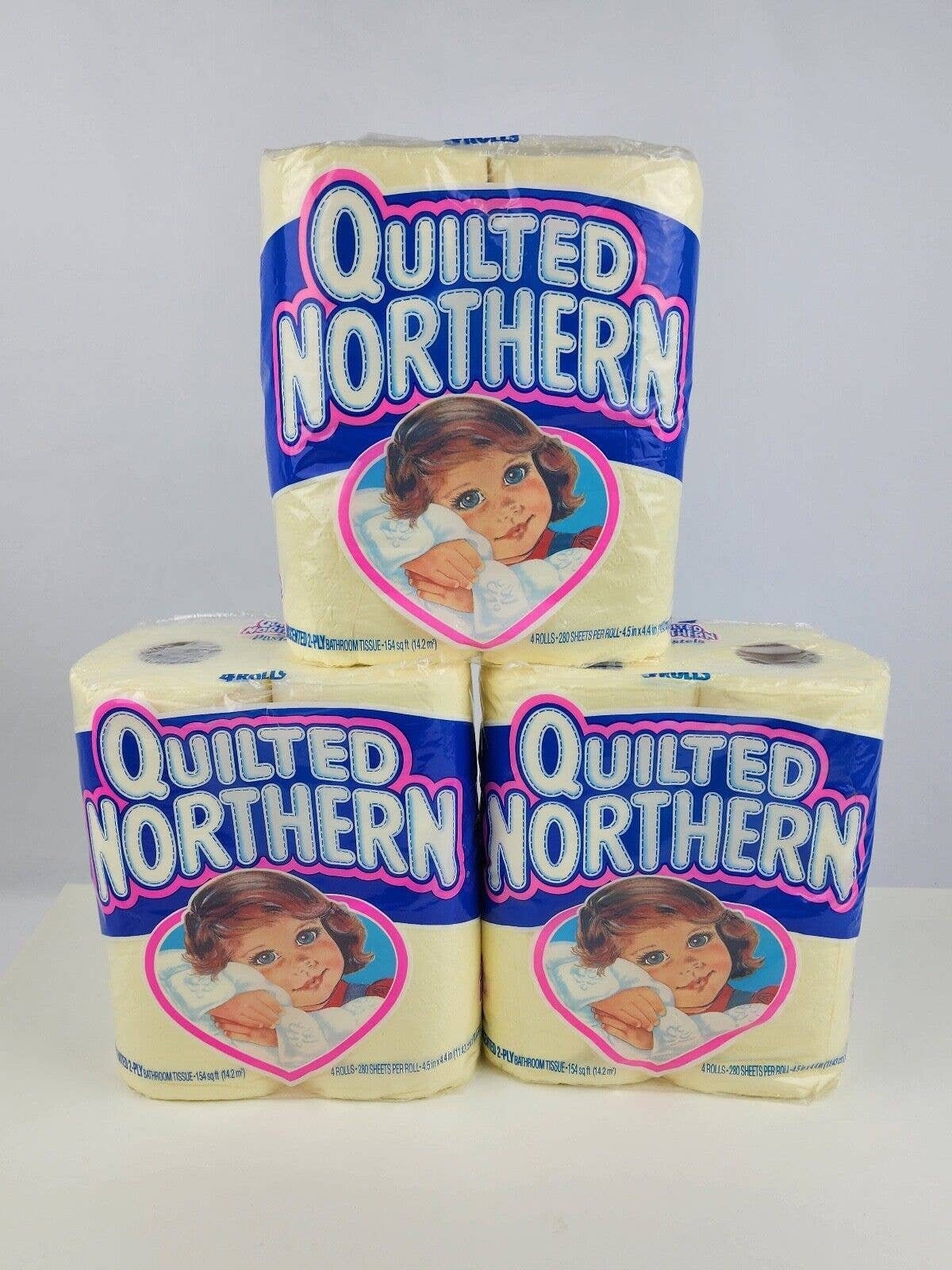 Vintage Quilted Northern 1991 Pastel Toilet Paper Yellow 4 Pack New Old