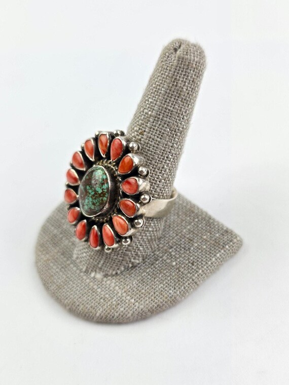 Tonya June Rafael Navajo Spiderweb Turquoise Orange C… - Gem