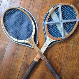 Pair Vintage Wooden Tennis Racquet Dunlop Maxfly Jr. Wilson Kramer Autograph