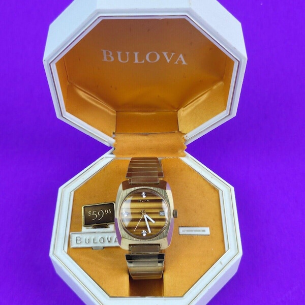 Bulova Men's Tiger's Eye Dial Automatic Watch w/ Box Excellent condition Running