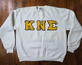 Vintage Kappa Nu Sigma Greek Fraternity sweater met ronde hals, maat Large - vlekken