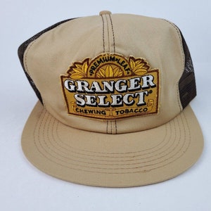Vintage Granger Select Chewing Tobacco K-Products Trucker Hat Cap Tan VGC