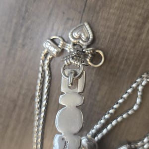 Brighton Silver Tone Braided Double Chain Heart Link Belt Size Large 34-40" image 4