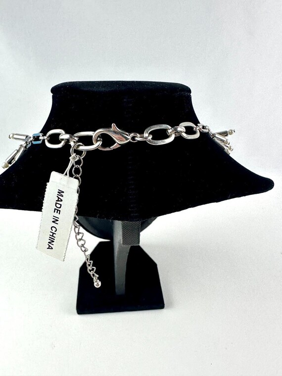 Silvertone Dangle Stick Cluster w/Simulated Pearl… - image 3