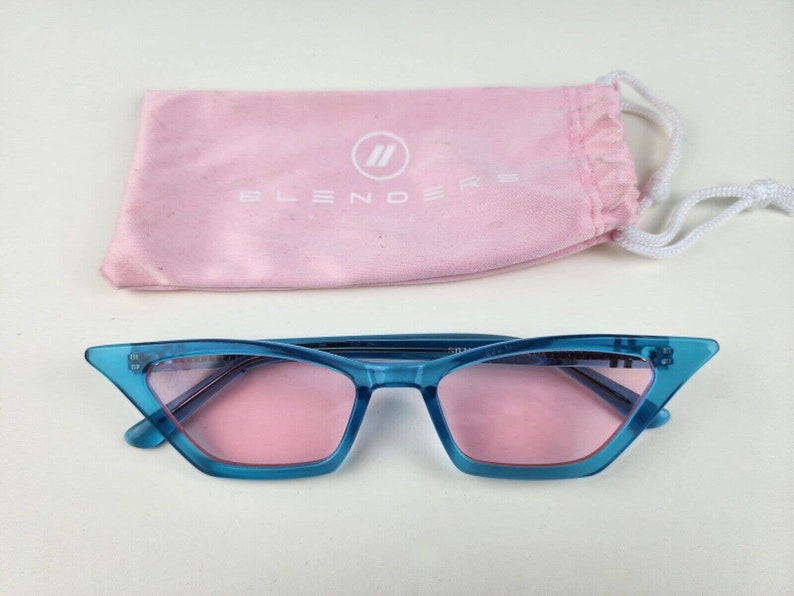Damen Blenders Stella Sonnenbrille Katzenauge Blau w / Pink Rose Linsen & Fall Bild 1