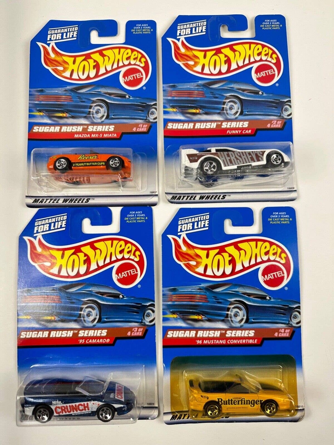 Vintage 1997 Mattel Hot Wheels SUGAR RUSH SERIES Complete Set of 4 New ...