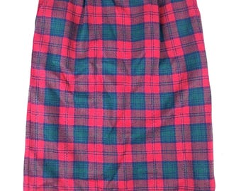 Vintage Women's Pendleton Plaid Suit Skirt Size 6 Virgin Wool Length 27.5"