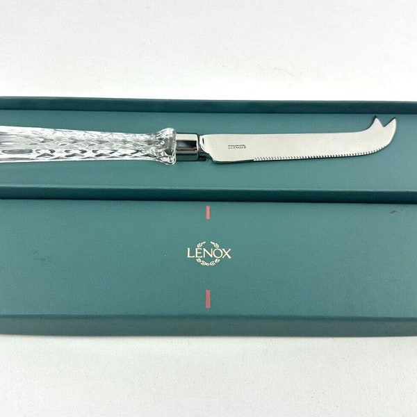 Lenox Abbey Lead Crystal Handled Cheese Knife With Box 9” L SSteel See 10 pics