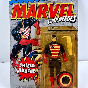 Vintage 1994 Marvel Super Heroes U.S. AGENT Action Figure w/Shield Launcher NEW image 1