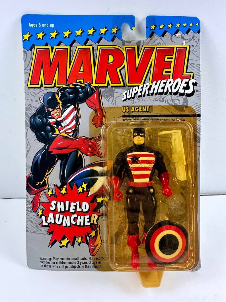 Vintage 1994 Marvel Super Heroes U.S. AGENT Action Figure w/Shield Launcher NEW image 1