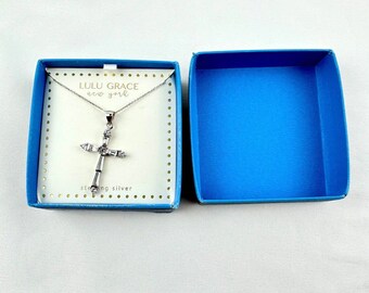 925 Sterling Silver Lulu Grace New York CZ Stones 1.75 Cross Necklace NEW Etsy