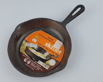 Sartén de hierro fundido extra profunda pre-sazonada de 6 1/2 pulgadas G & S Nuevo stock antiguo