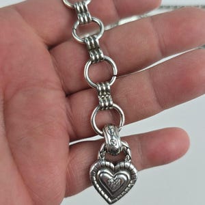 Brighton Silver Tone Braided Double Chain Heart Link Belt Size Large 34-40" image 9