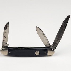 Vintage Cut Co. small 3-blade pocket knife black handle Prov. USA Cutco