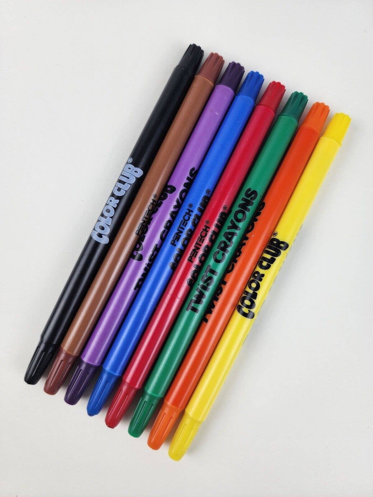 Set 8 Vintage Pentech Color Club Twist Crayons All Working 8 Colors 