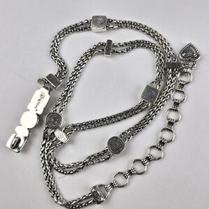Brighton Silver Tone Braided Double Chain Heart Link Belt Size Large 34-40" image 10