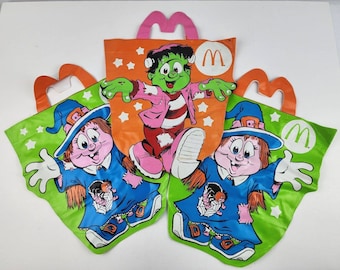 Lot 4 Vintage 1990 McDonald's Halloween Trick or Treat-tassen & lunchtas