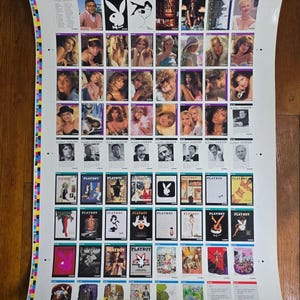 Cartões colecionáveis da Playboy de 1992, folha sem cortes, pôster de Hugh Hefner enrolado - alguns vincos