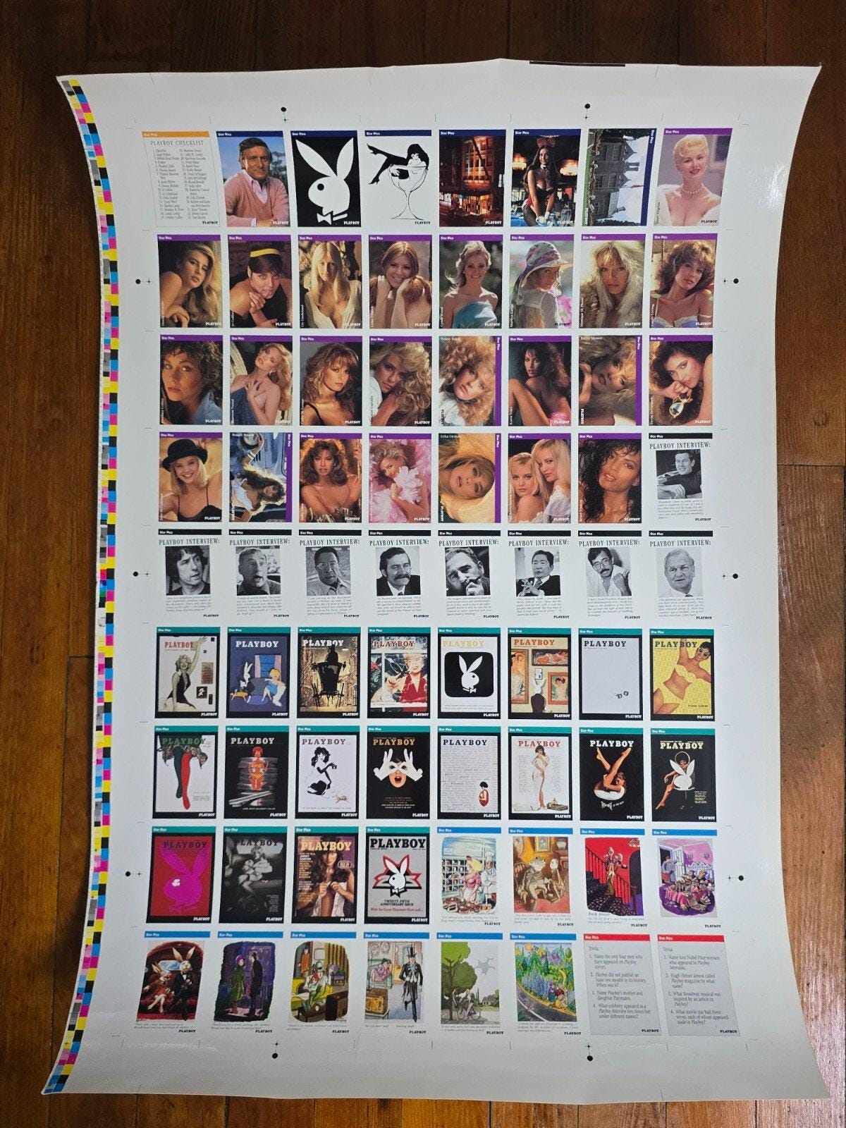 1992 Playboy Trading Cards Uncut Sheet Hugh Hefner Poster Rolled