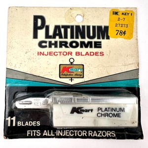 Vintage Kmart Platinum Chrome Injector Blades 1 Pack w/ 11 Blades New Old Stock