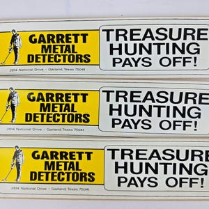 Lotto di adesivi per paraurti di metal detector Garrett vintage, caccia al tesoro immagine 2