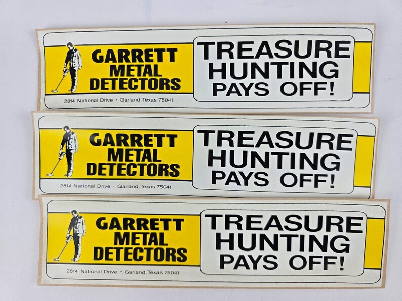 Lotto di adesivi per paraurti di metal detector Garrett vintage, caccia al tesoro immagine 2