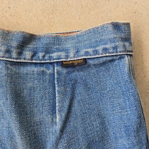 Pantalones vaqueros Wrangler Saddle Back de mezclilla acampanada de los años 70, talla 13/14, cremallera Talon. imagen 8