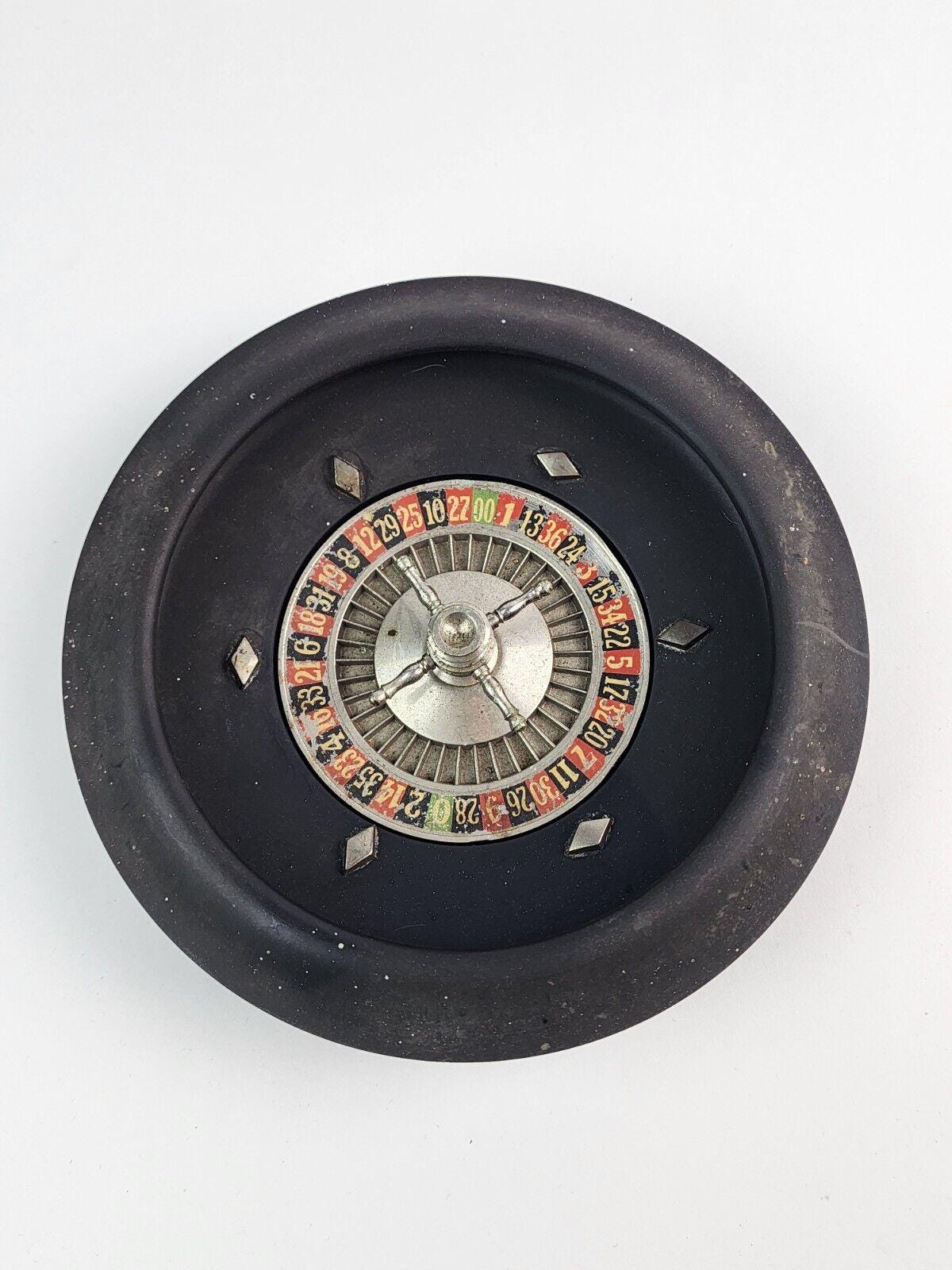 Vintage AP Games Roulette Wheel Black Rubber Works Great no ball