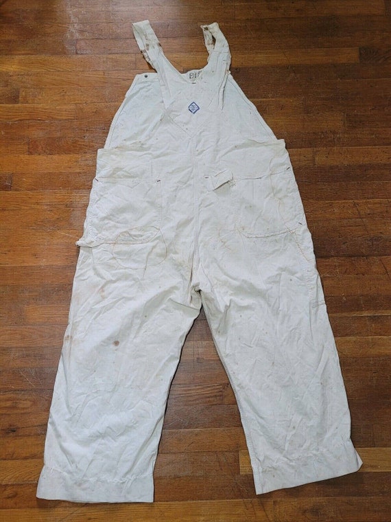 Vintage Pay Day Square Back Overalls White Painte… - image 2