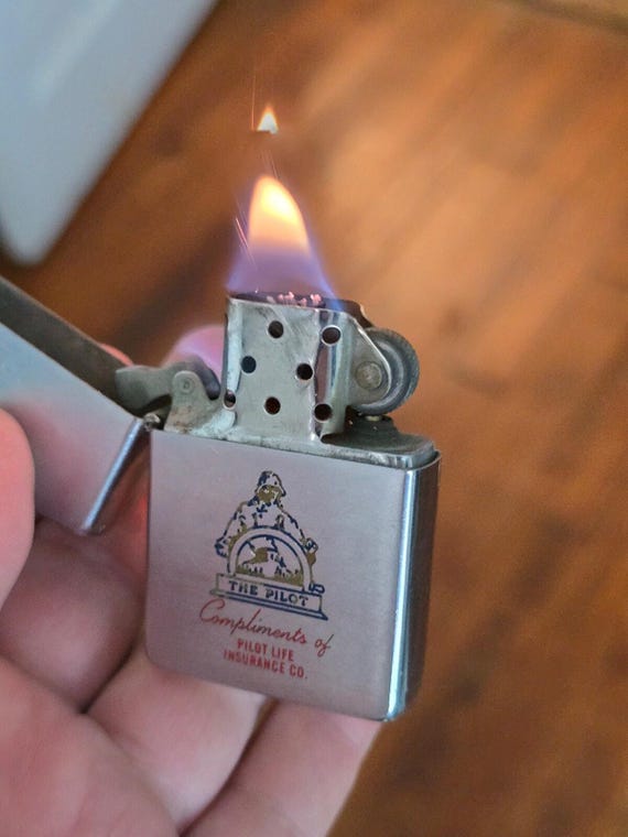 Vintage 1962 Zippo Lighter the Pilot Life Insurance Working