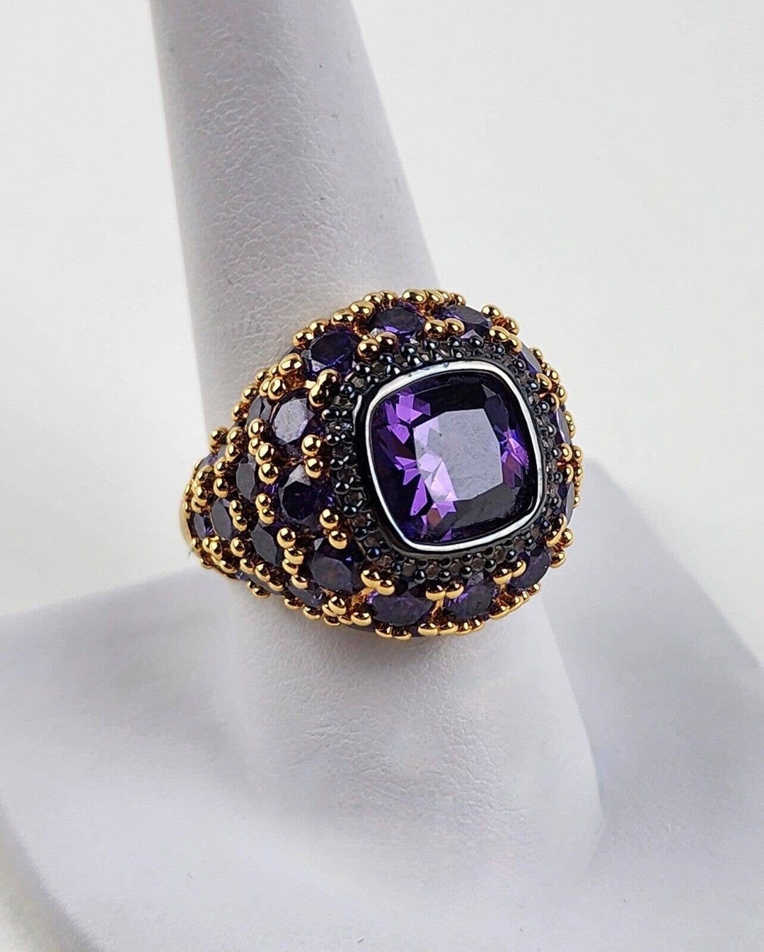 QVC the Elizabeth Taylor 12ct Simulated Amethyst Cluster Ring Size 9