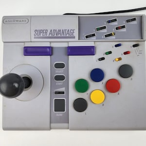 Super Nintendo SNES AsciiWare Super Advantage Arcade Stick Controller Turbo  Slow