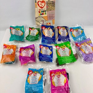 Vintage 1999 Lot of 12 McDonalds Happy Meal Toys TY BEANIE BABIES Complete New Sealed