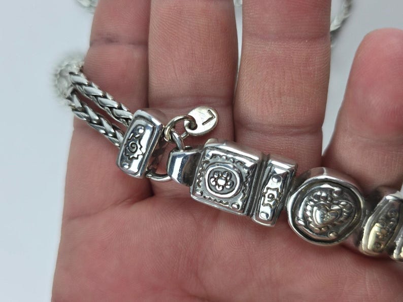 Brighton Silver Tone Braided Double Chain Heart Link Belt Size Large 34-40" image 12