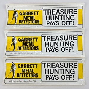 Lotto di adesivi per paraurti di metal detector Garrett vintage, caccia al tesoro immagine 3