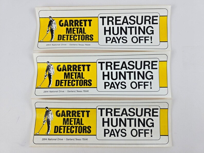 Lotto di adesivi per paraurti di metal detector Garrett vintage, caccia al tesoro immagine 3
