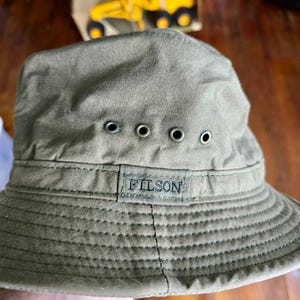 Vintage Filson Army Green Bucket Hat OD green Size S/M 23.5" USA made image 10
