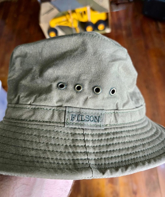 帽子 80s DEAD STOCK VINTAGE ITALY SAFARI HAT Vintage Filson Army Green Bucket Hat OD Green Size S/M 23.5