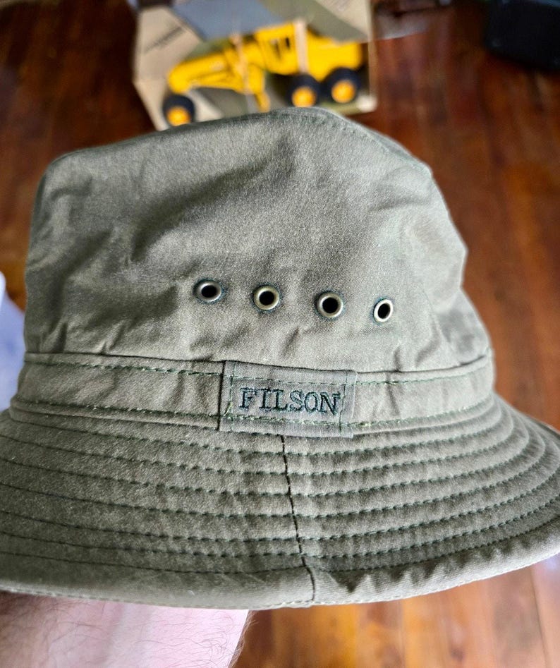 Vintage Filson Army Green Bucket Hat OD green Size S/M 23.5" USA made image 10