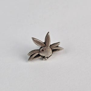 Vintage Sterling Silver Playboy Bunny 25th Anniversary Tie Tack Lapel Pin