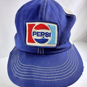 VNT Pepsi Cola Soda Patch Mesh Snapback Shelf Hat Cap Blue Broken Bill K-Brand