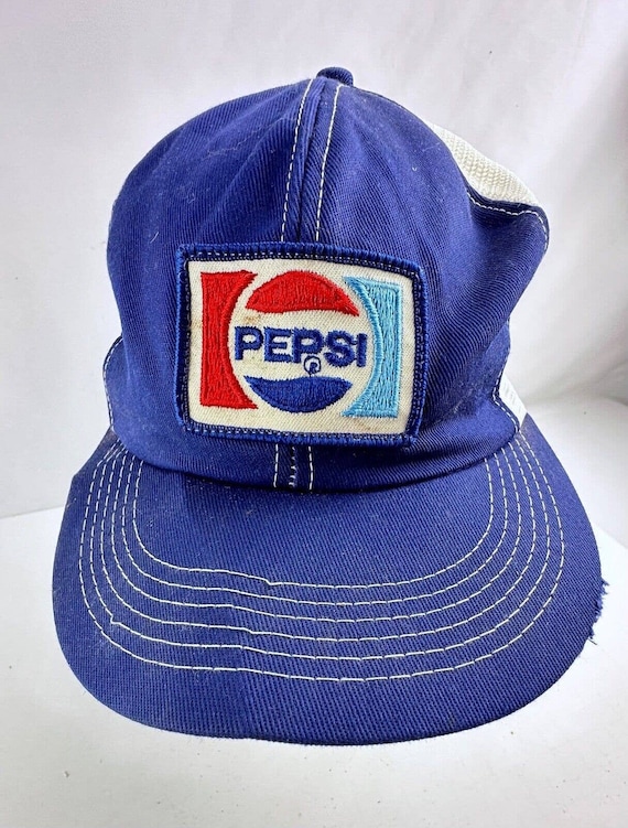 VNT Pepsi Cola Soda Patch Mesh Snapback Shelf Hat… - image 1