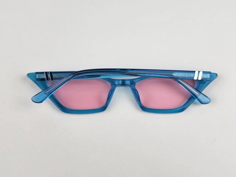 Damen Blenders Stella Sonnenbrille Katzenauge Blau w / Pink Rose Linsen & Fall Bild 7