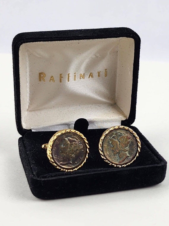 Vintage Raffinati Mercury Dime Cufflinks w/ origin